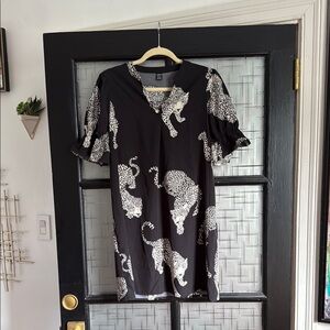 SHEIN Black and White Ruffled Wrap Mini Dress